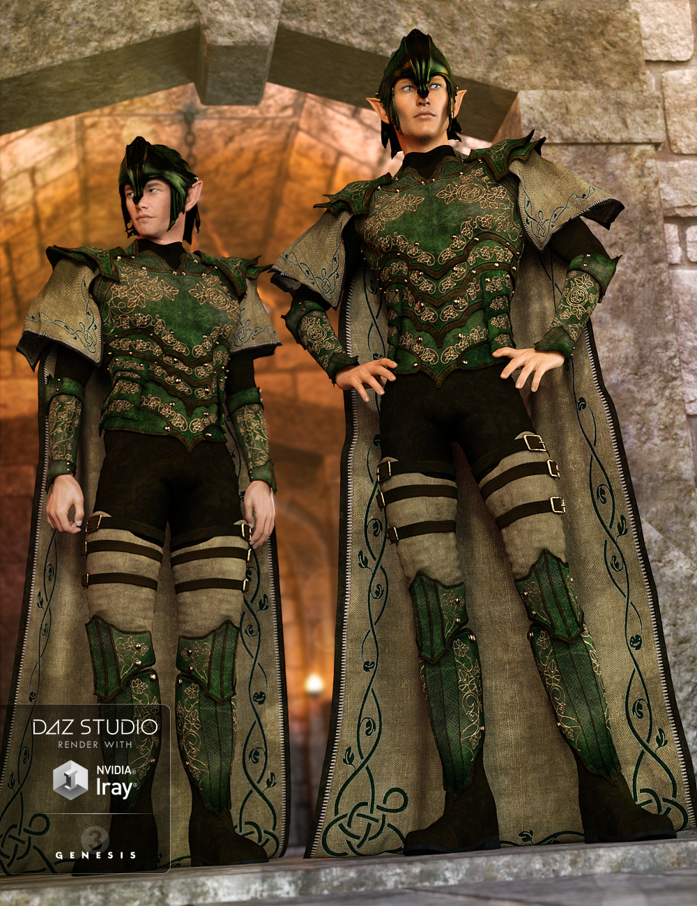 Elven Knight Armor for Genesis 3 Male(s) by: Barbara BrundonDirtyFairyUmblefugly, 3D Models by Daz 3D