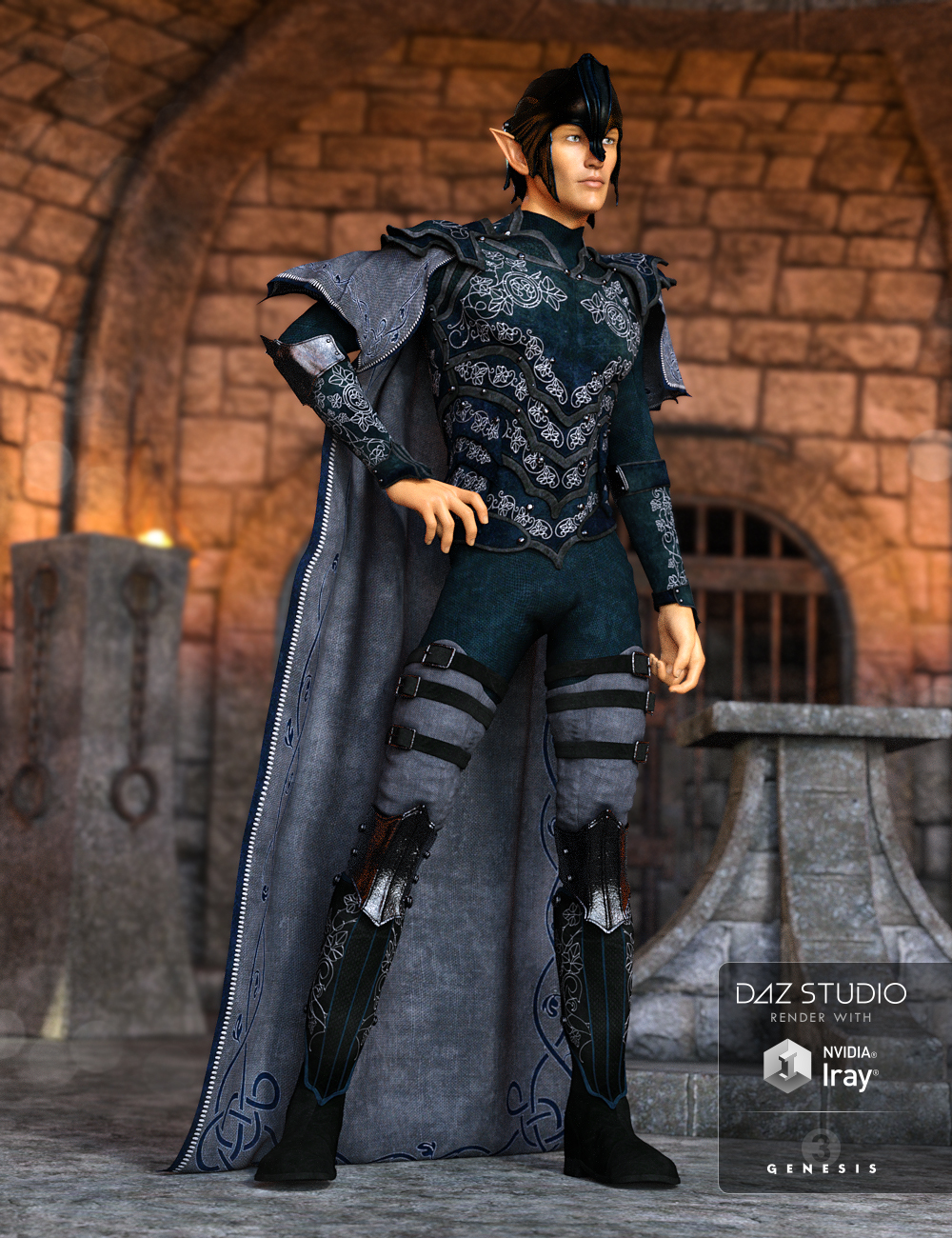 Elven Knight Armor Male Textures by: DirtyFairy, 3D Models by Daz 3D