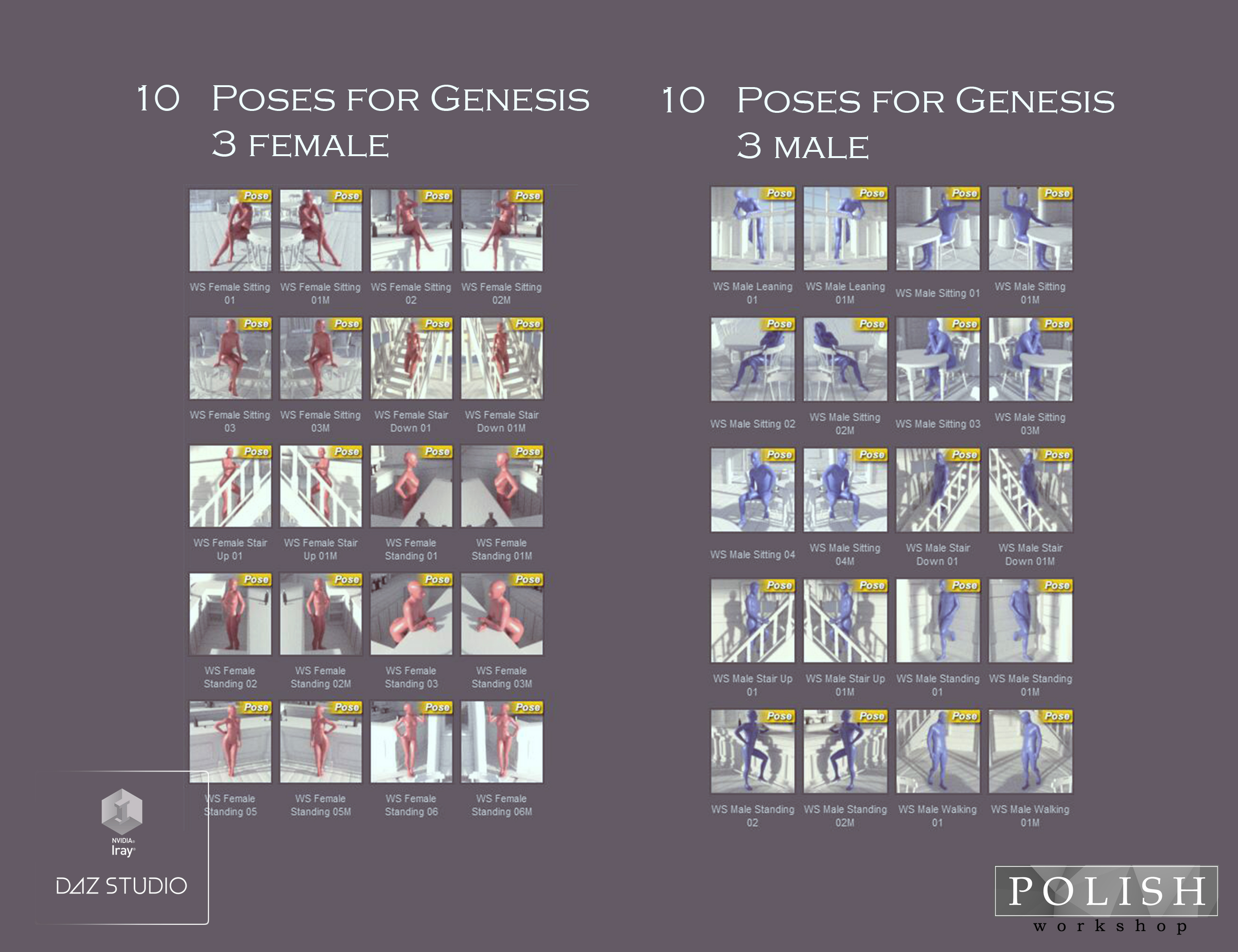 Western Saloon Poses for Genesis 3 Male and Female by: Polish, 3D Models by Daz 3D