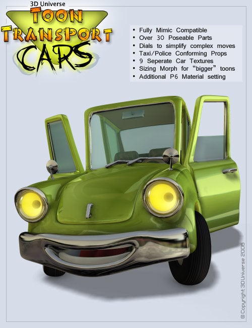 Toon Transport - Cars by: 3D Universe, 3D Models by Daz 3D