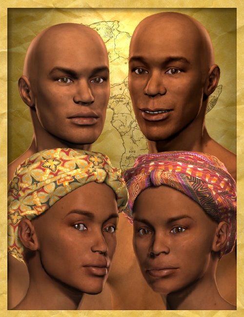 Faces of Africa Bundle for M3 and V3 by: blondie9999, 3D Models by Daz 3D