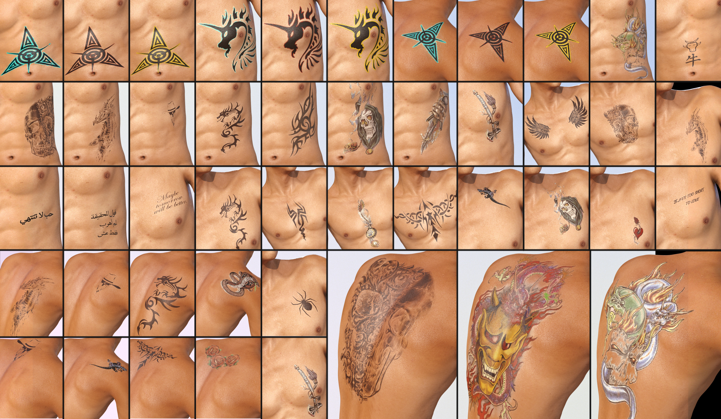 Tattoo 2 for Genesis 3 Male by: Neikdian, 3D Models by Daz 3D
