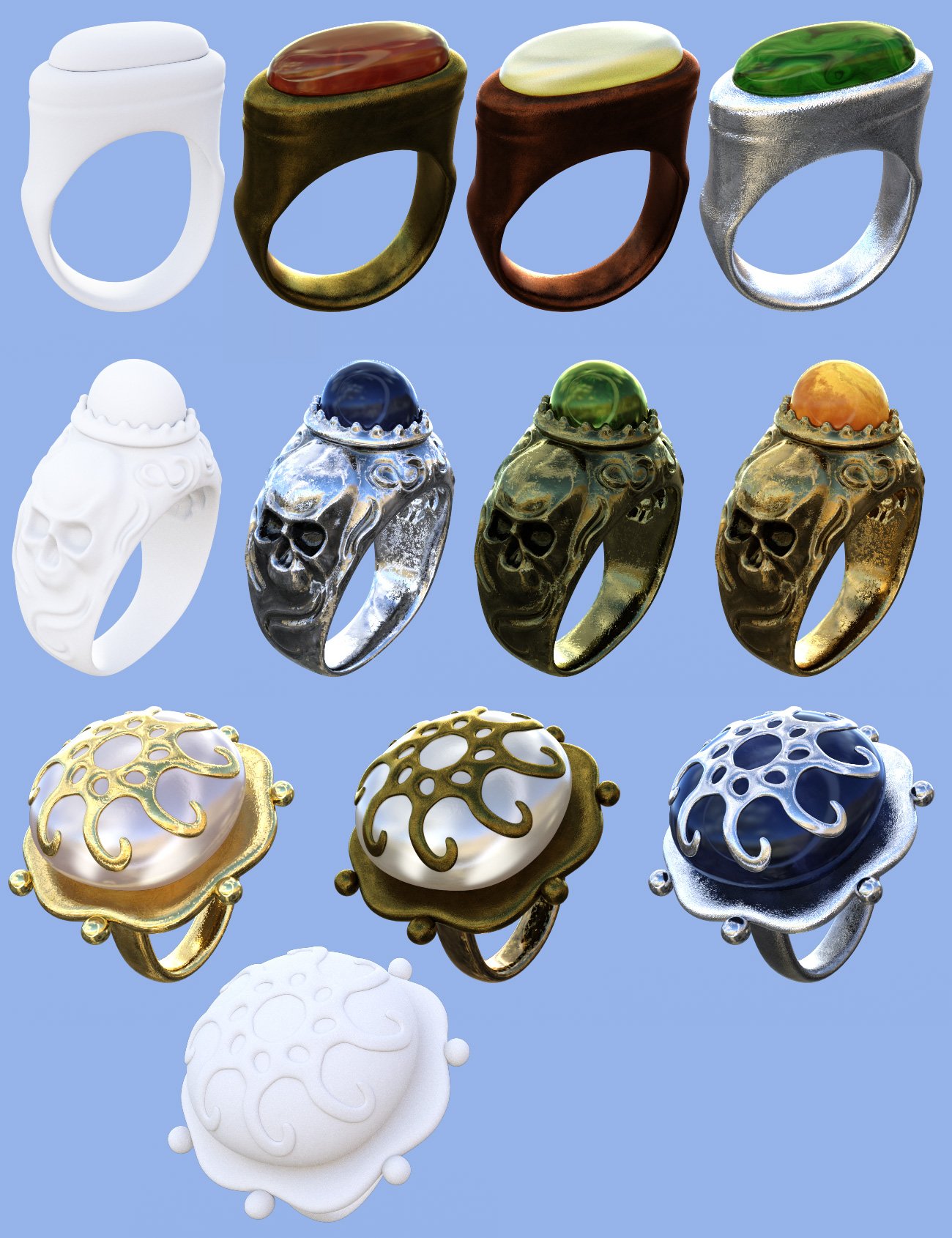 Fantasy Rings for Genesis 3 by: Amaranth, 3D Models by Daz 3D