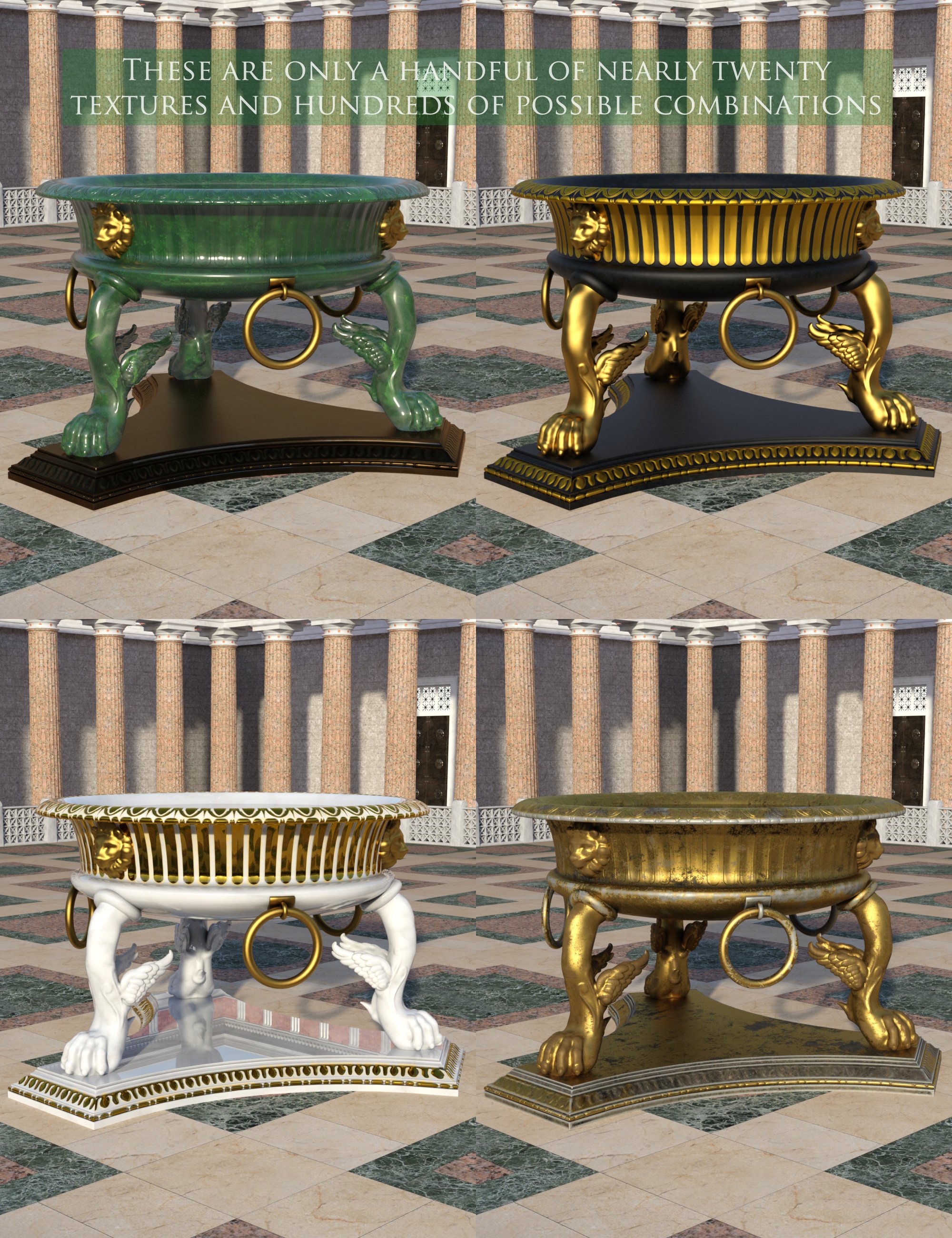 Roman Cauldron and Tripods Roman Cauldron and Tripods by: KRAIG, 3D Models by Daz 3D
