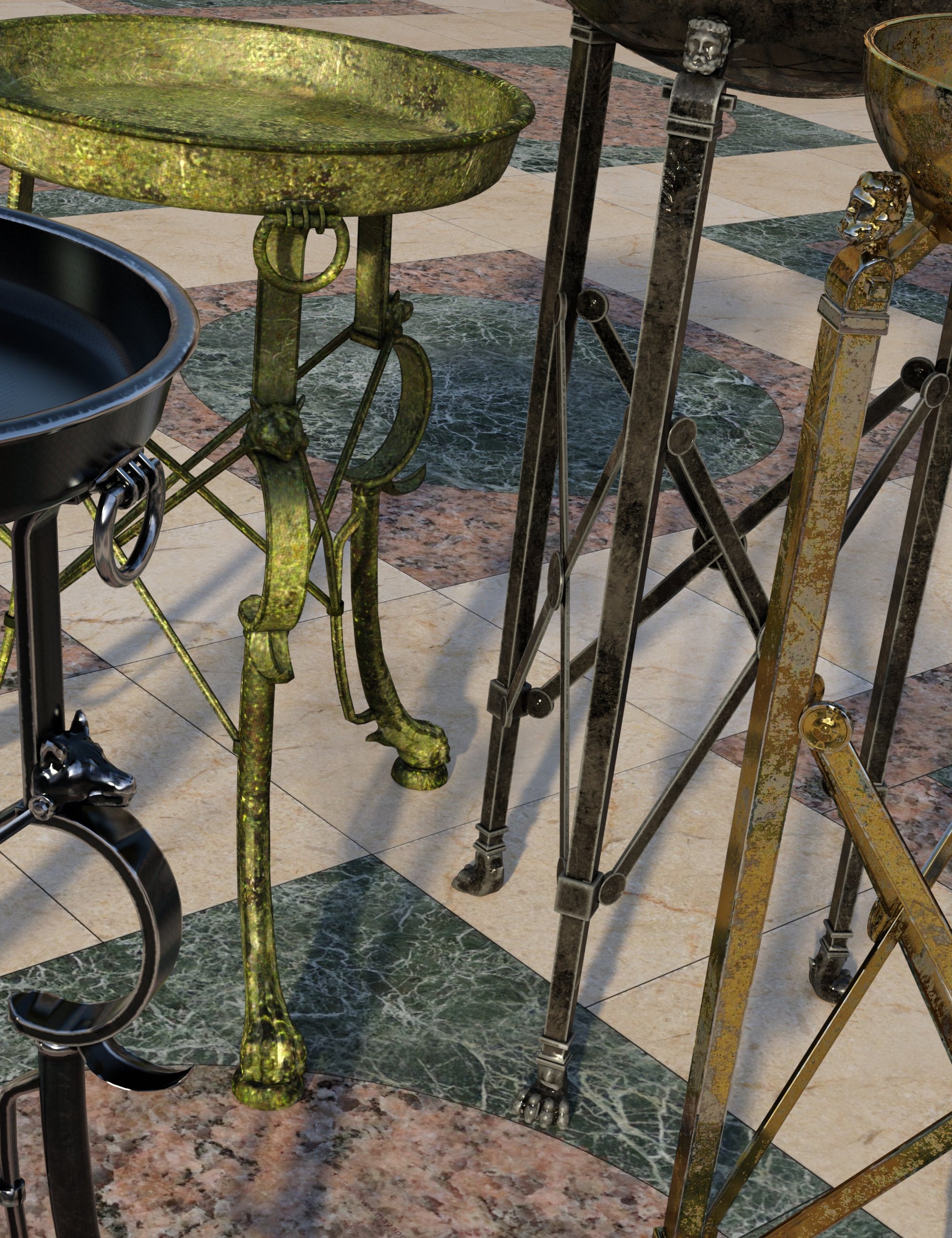 Roman Cauldron and Tripods Roman Cauldron and Tripods by: KRAIG, 3D Models by Daz 3D
