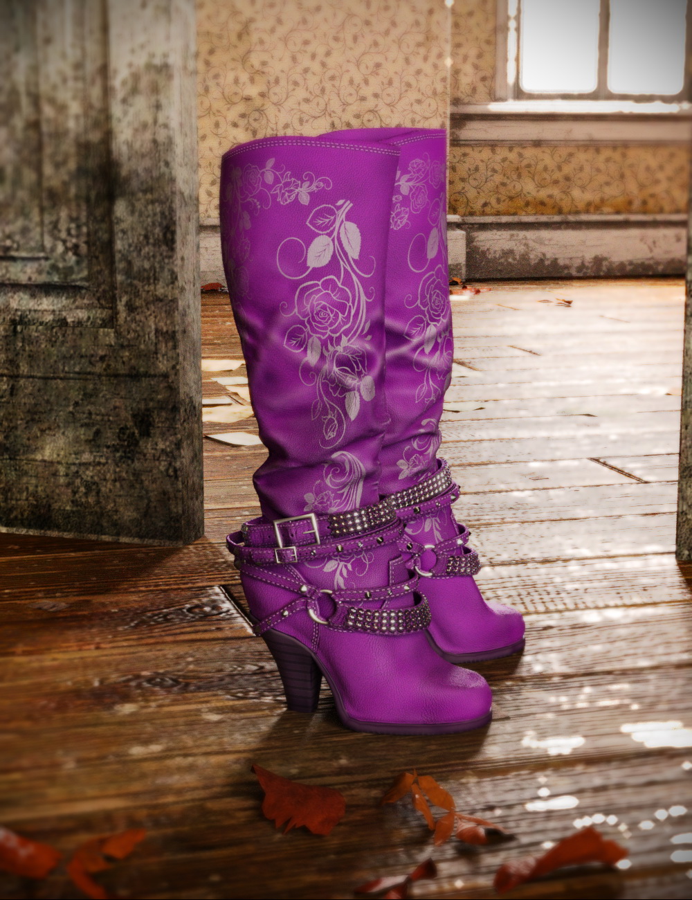 Diamond & Studs Boots for Genesis 3 Female(s) by: chungdan, 3D Models by Daz 3D