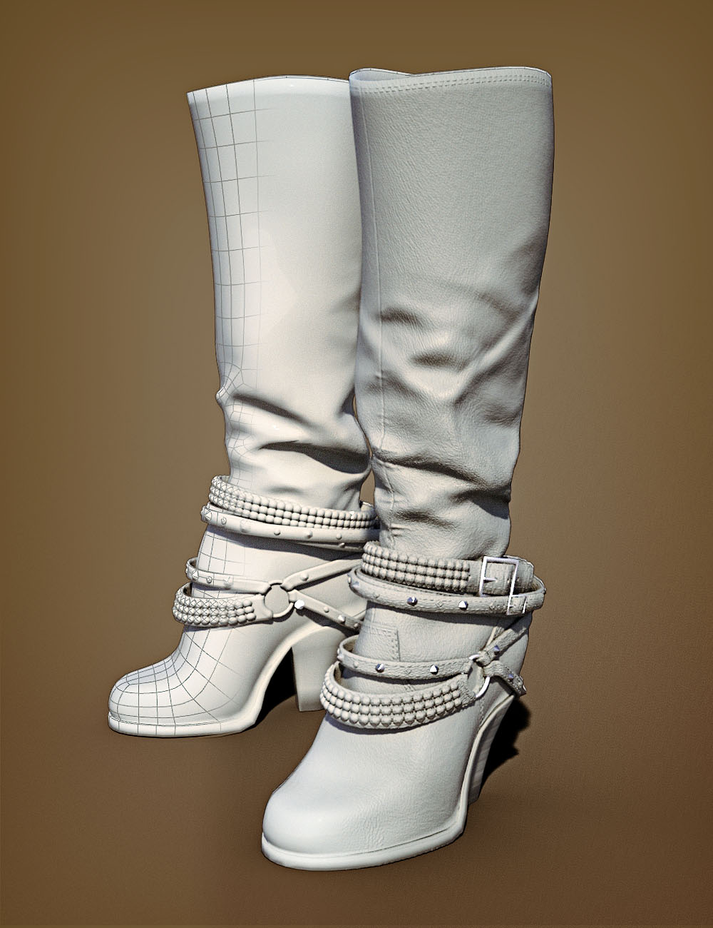 Diamond & Studs Boots for Genesis 3 Female(s) by: chungdan, 3D Models by Daz 3D
