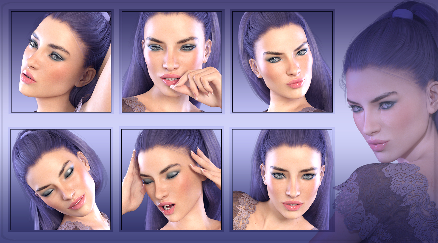 Z Pure Emotion - Dialable and One-Click Expressions for the Genesis 3 Female(s) by: Zeddicuss, 3D Models by Daz 3D