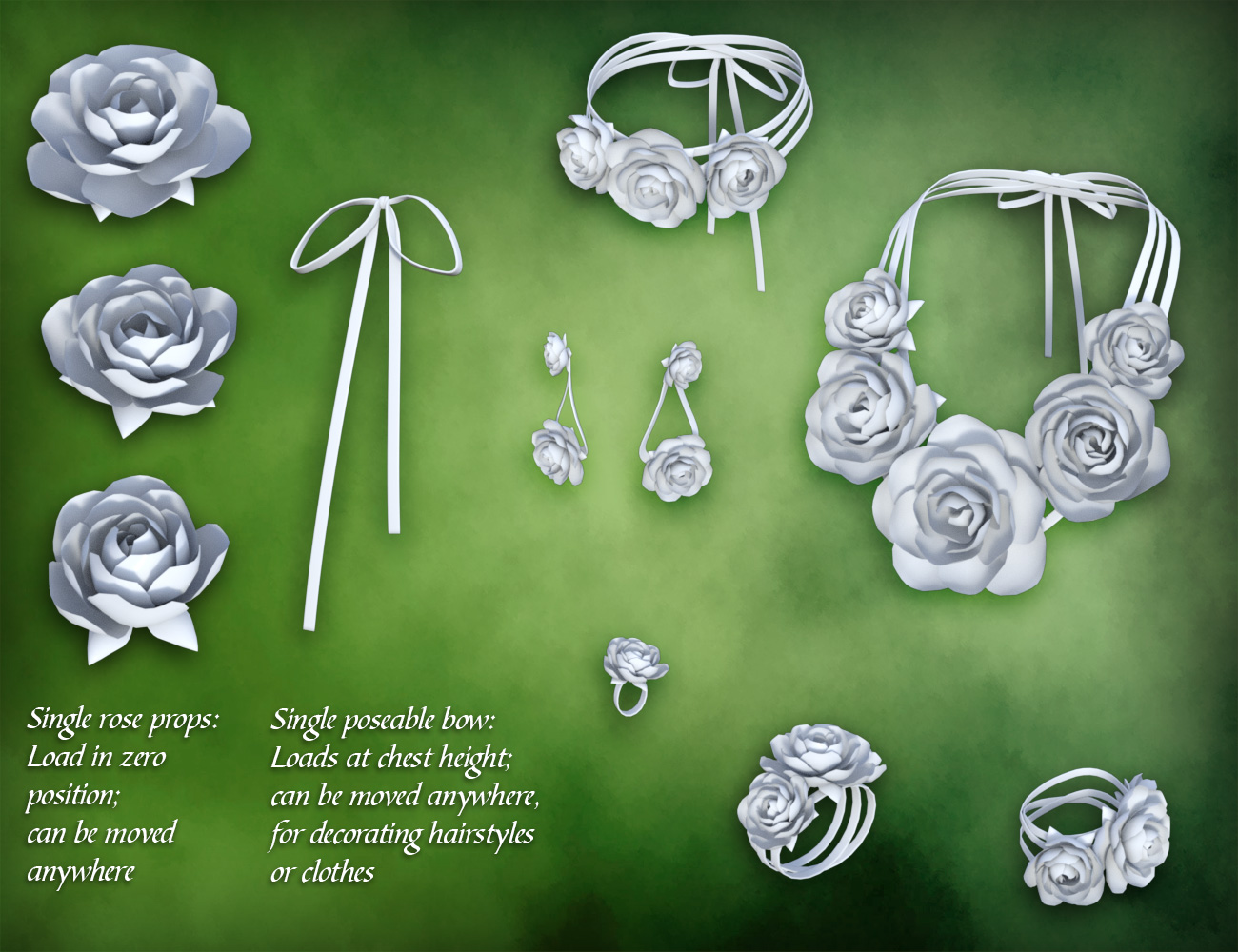 Rose Jewelry for Genesis 3 Female(s) by: esha, 3D Models by Daz 3D