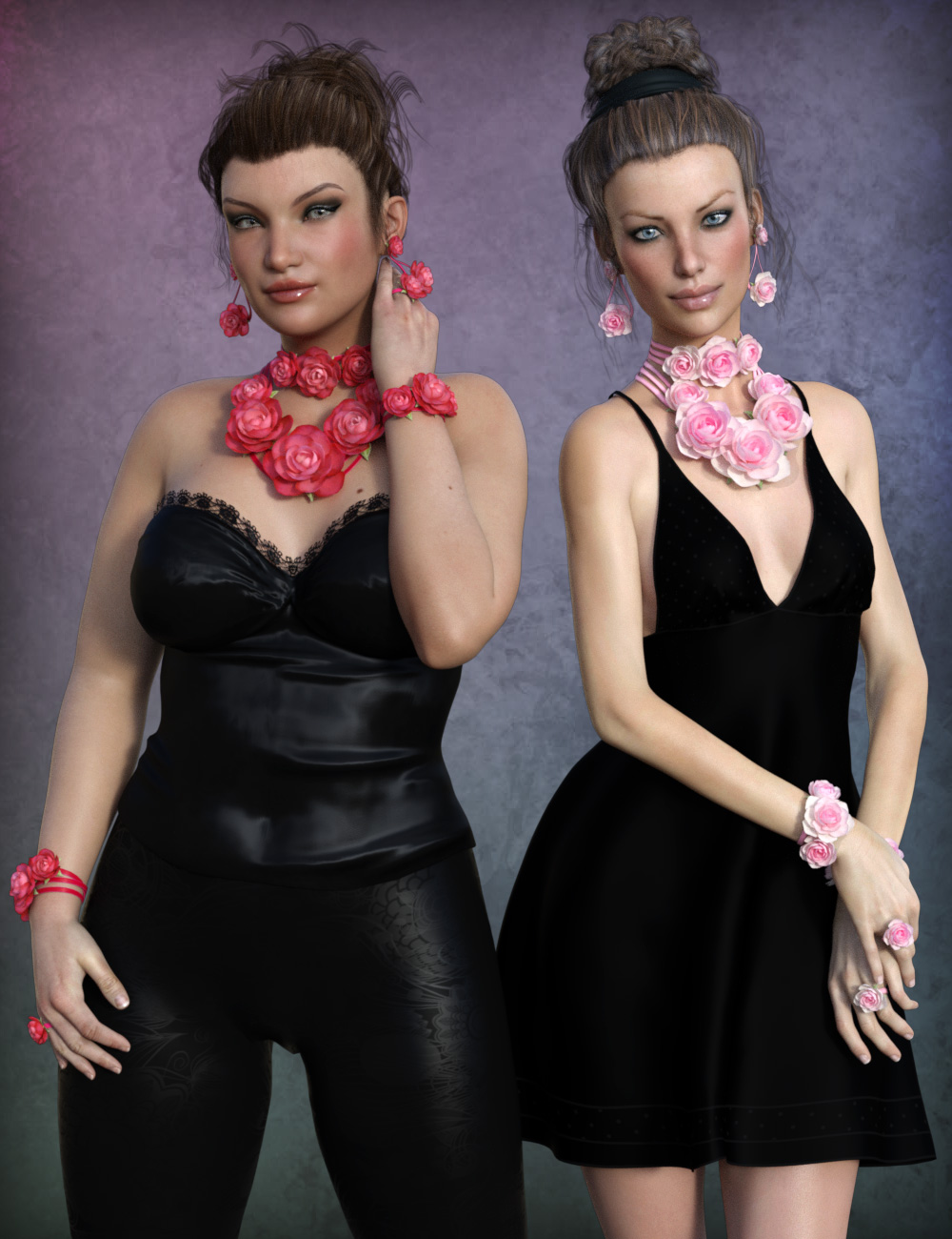 Rose Jewelry for Genesis 3 Female(s) by: esha, 3D Models by Daz 3D
