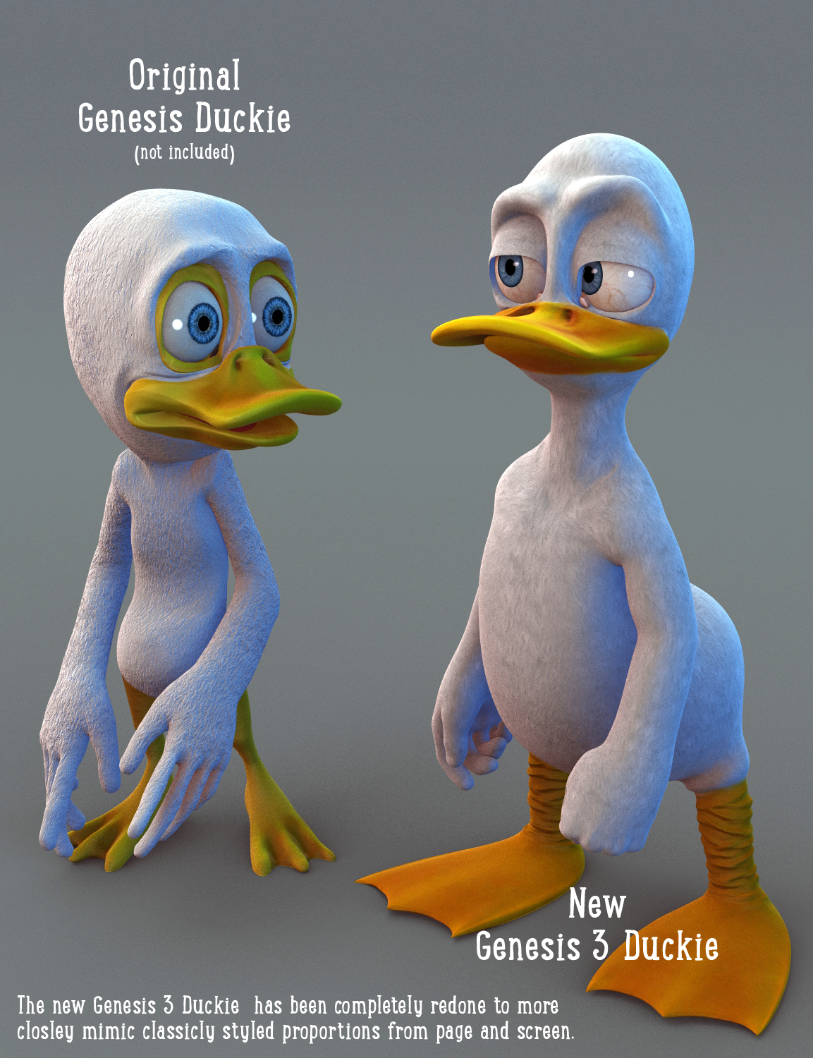 Classic Toon Duckie for Genesis 3 Male by: JoeQuick, 3D Models by Daz 3D