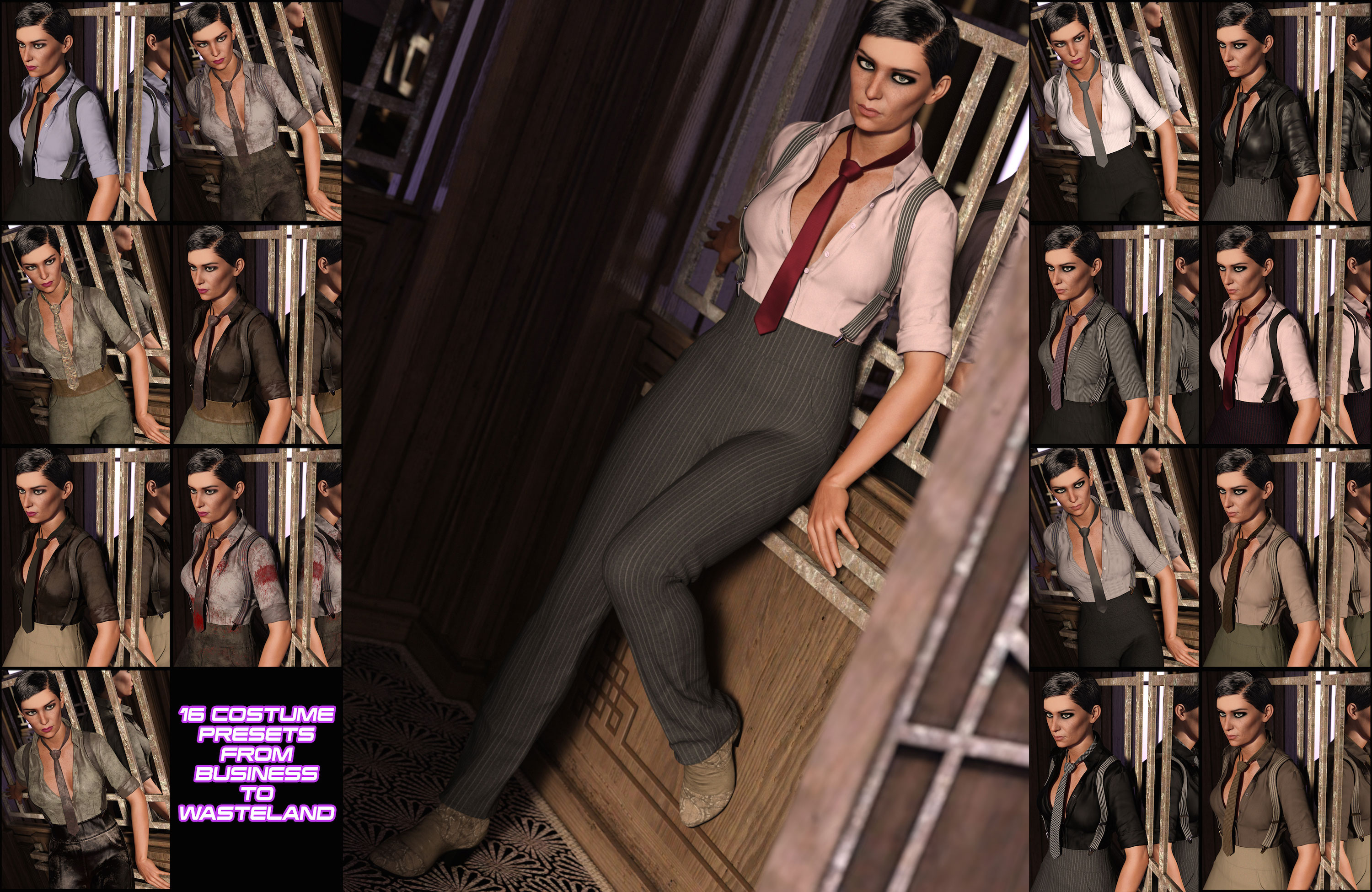 Satine Detective Outfit for Genesis 3 Female(s) by: Linday, 3D Models by Daz 3D