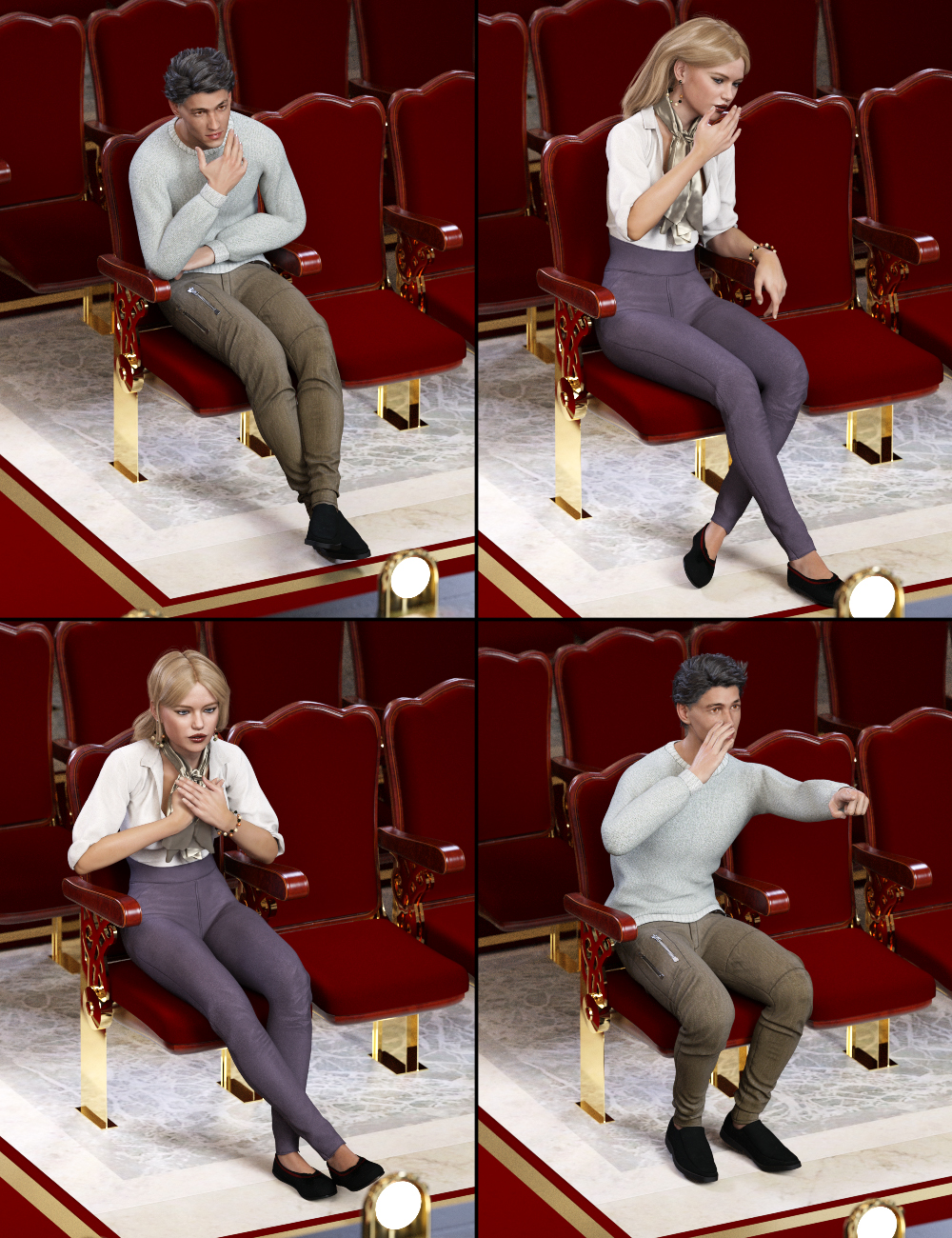 Aslan Theater Going Poses for Genesis 3 by: FeralFey, 3D Models by Daz 3D