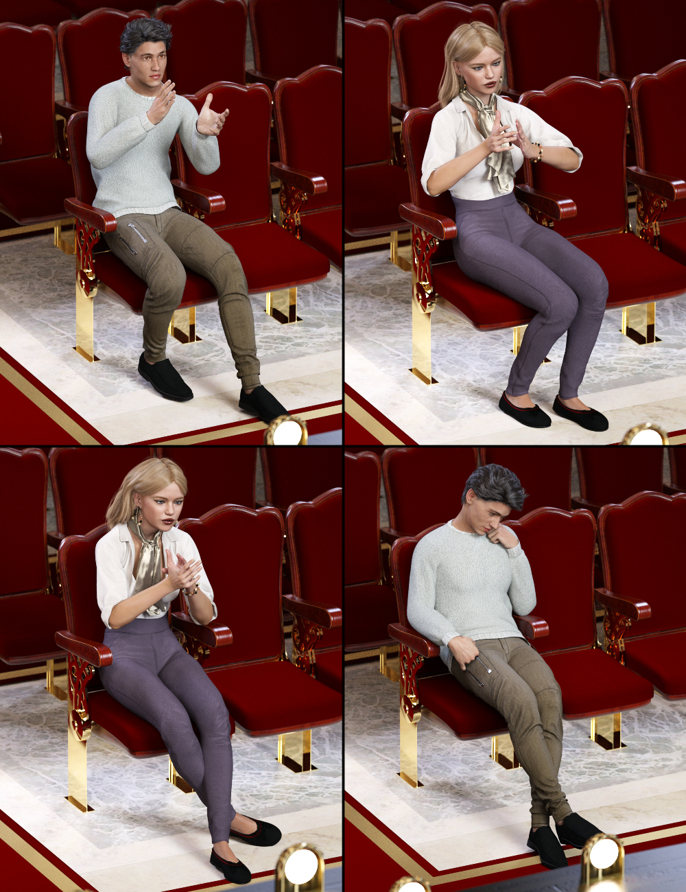 Aslan Theater Going Poses for Genesis 3 Aslan Theater Going Poses for Genesis 3 by: FeralFey, 3D Models by Daz 3D