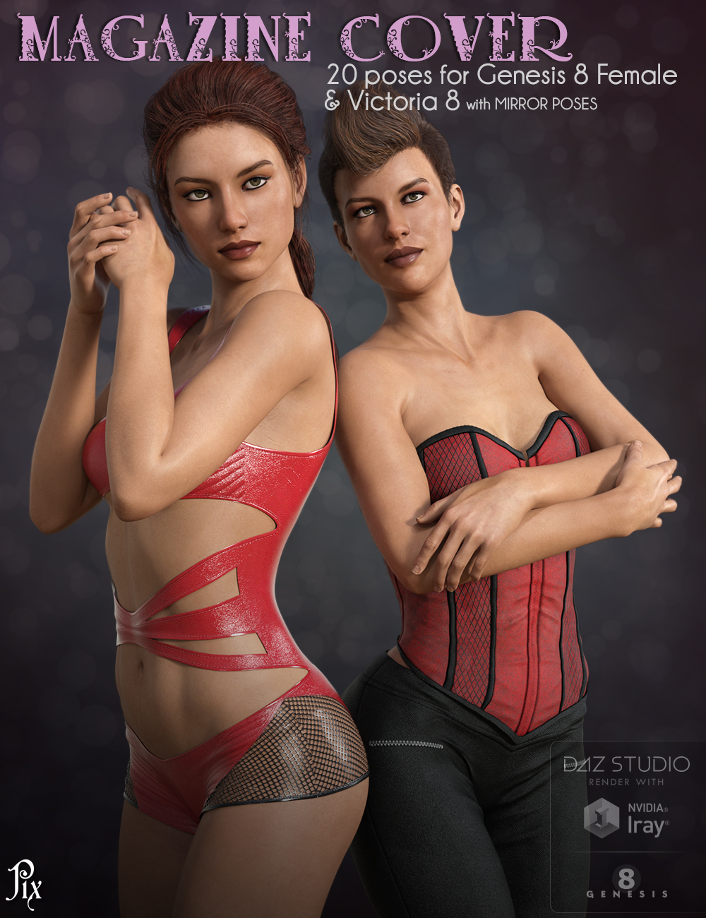 Magazine Cover Poses for Genesis 8 Female & Victoria 8 by: Pixeluna, 3D Models by Daz 3D