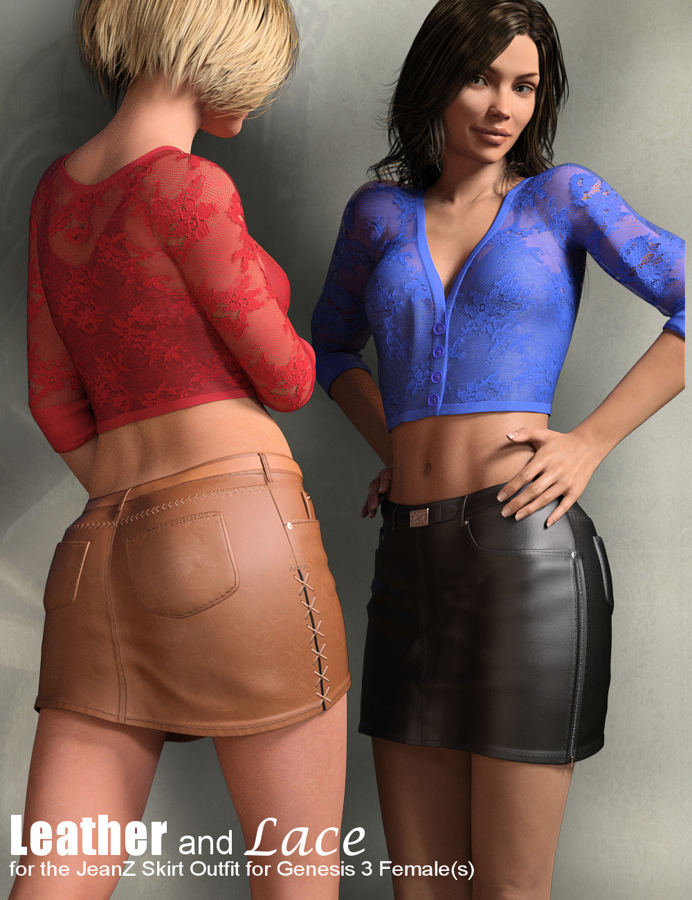 Leather and Lace Textures for JeanZ Skirts by: the3dwizard, 3D Models by Daz 3D