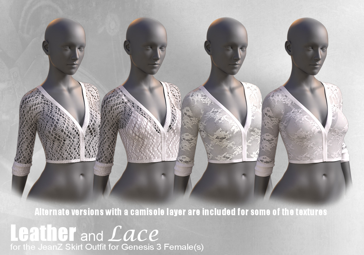 Leather and Lace Textures for JeanZ Skirts Leather and Lace Textures for JeanZ Skirts by: the3dwizard, 3D Models by Daz 3D