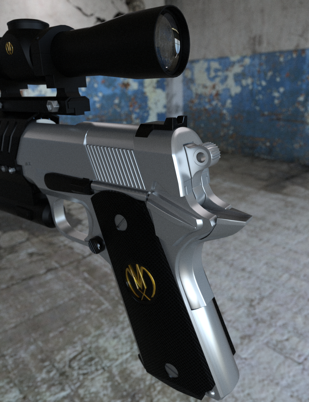 MMX-45ACP Pistol with Accessories MMX-45ACP Pistol with Accessories by: Mattymanx, 3D Models by Daz 3D