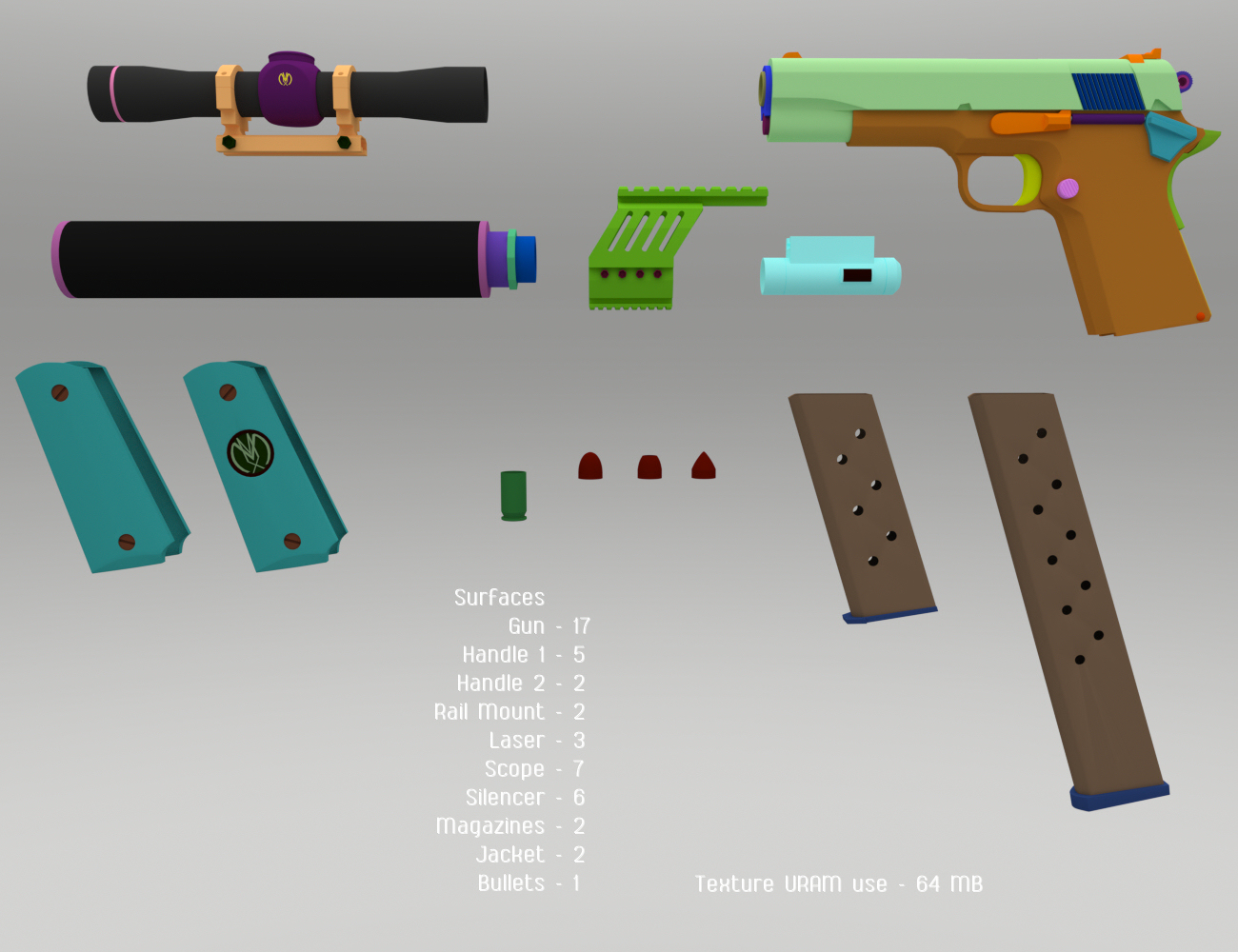 MMX-45ACP Pistol with Accessories by: Mattymanx, 3D Models by Daz 3D