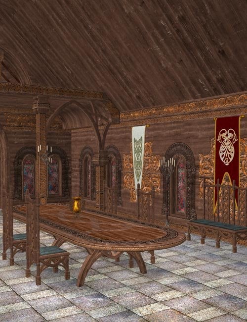Celtic Great Hall - Interior by: IsauraS, 3D Models by Daz 3D