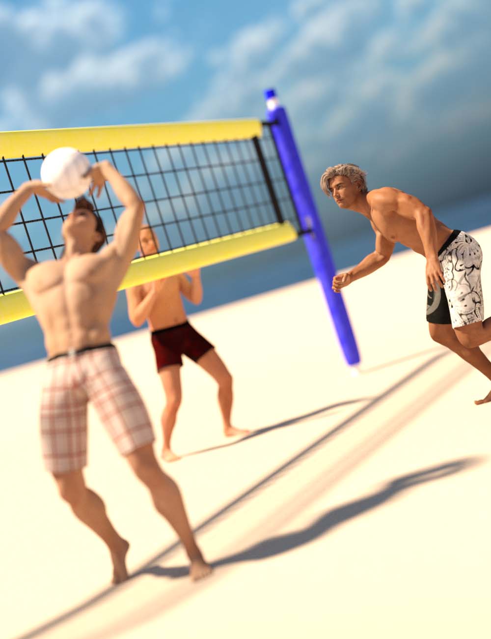 Beach Volleyball Poses for Genesis 3 Male by: RiverSoft Art, 3D Models by Daz 3D