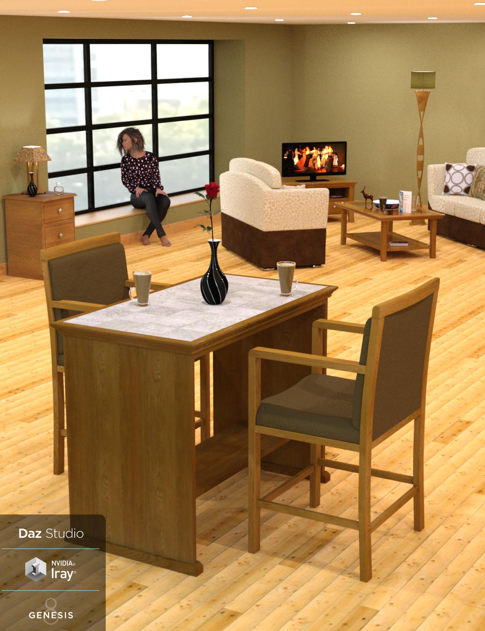 London Apartment - Lounge Area by: Wee Dangerous John, 3D Models by Daz 3D