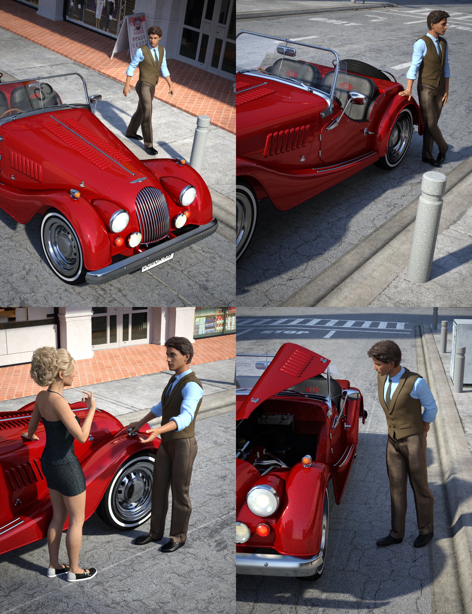 Sports Car Morris Poses by: Three Wishes, 3D Models by Daz 3D