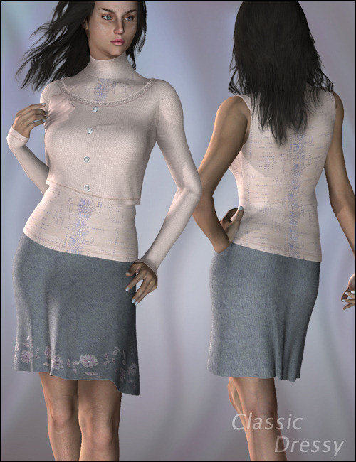 Classic Dressy for V3 by: hongyu, 3D Models by Daz 3D