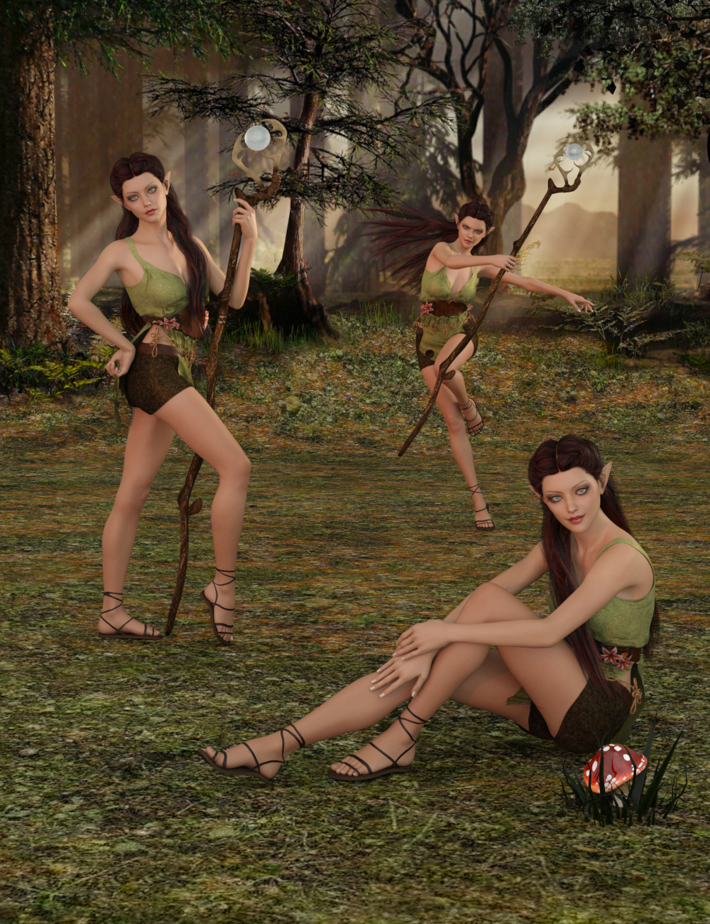 Woodland Grove Poses for Genesis 3 Female by: lunchlady, 3D Models by Daz 3D