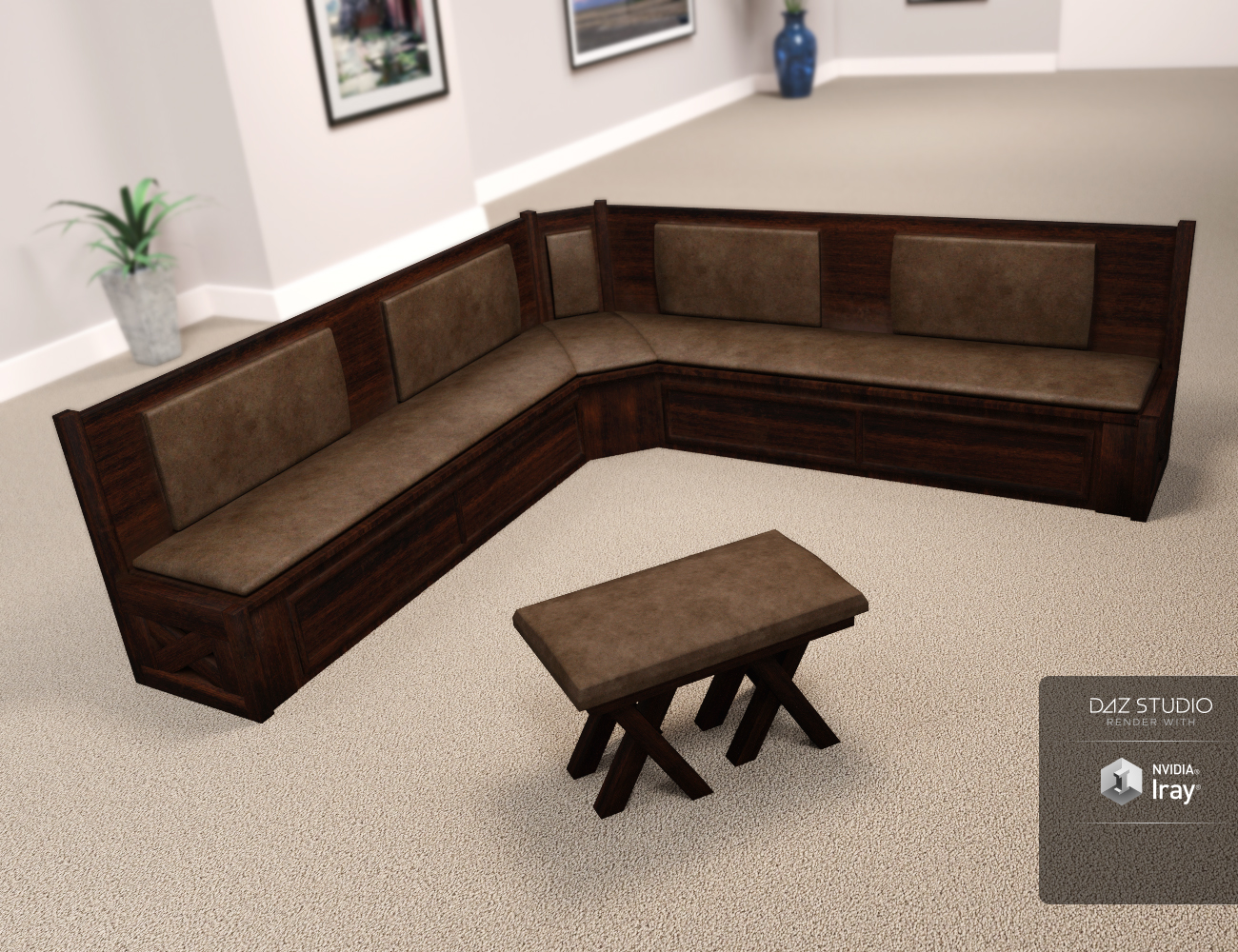Breakfast Nook Furniture by: ARTCollab, 3D Models by Daz 3D