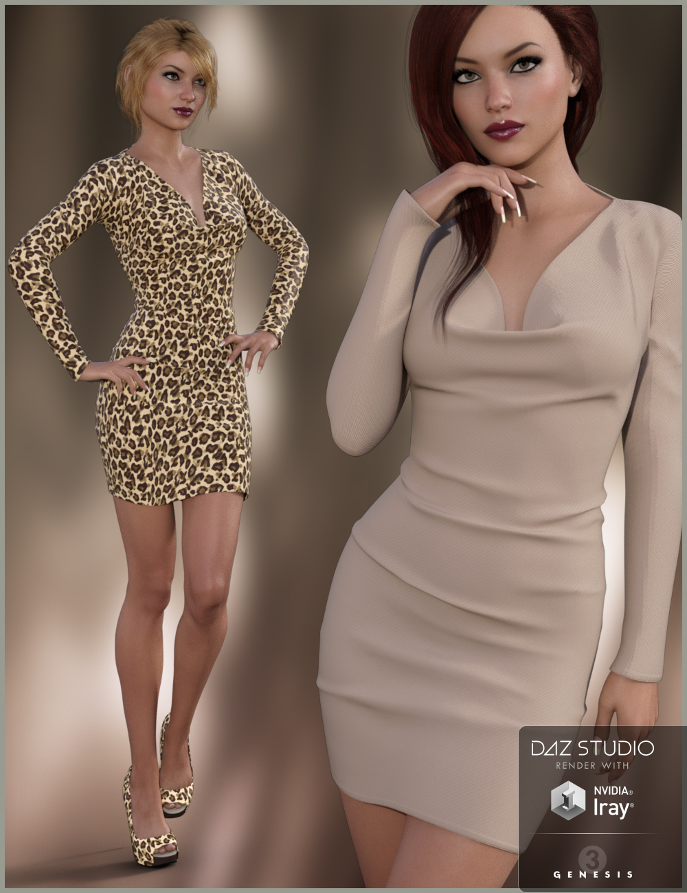 Cowl Neck Dress and Heels for Genesis 3 Female(s) Cowl Neck Dress and Heels for Genesis 3 Female(s) by: Nikisatez, 3D Models by Daz 3D