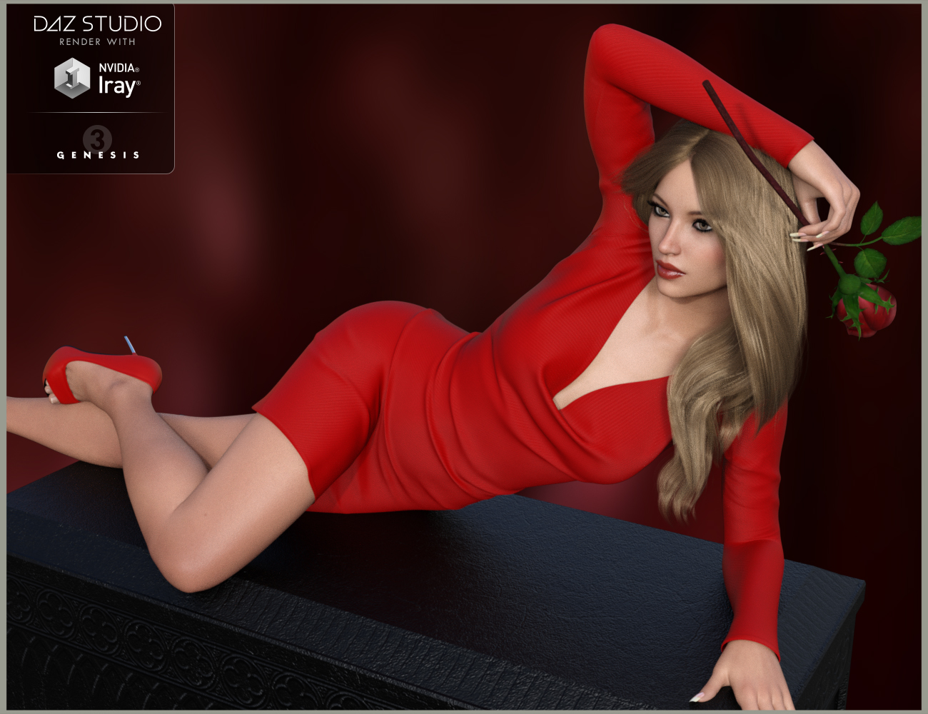Cowl Neck Dress and Heels for Genesis 3 Female(s) by: Nikisatez, 3D Models by Daz 3D