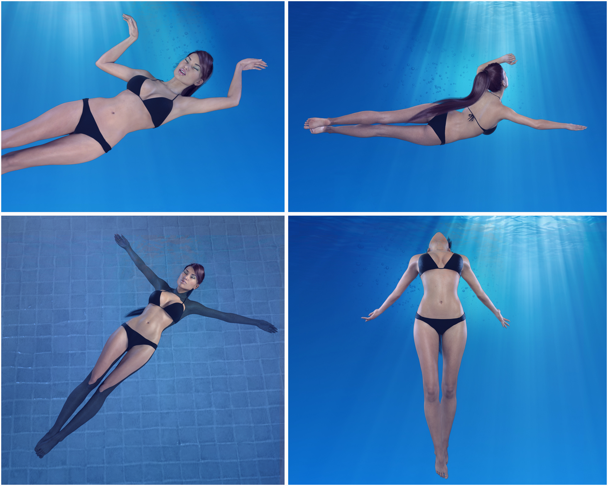 Z Underwater - Swimming Poses for Genesis 3 Female by: Zeddicuss, 3D Models by Daz 3D