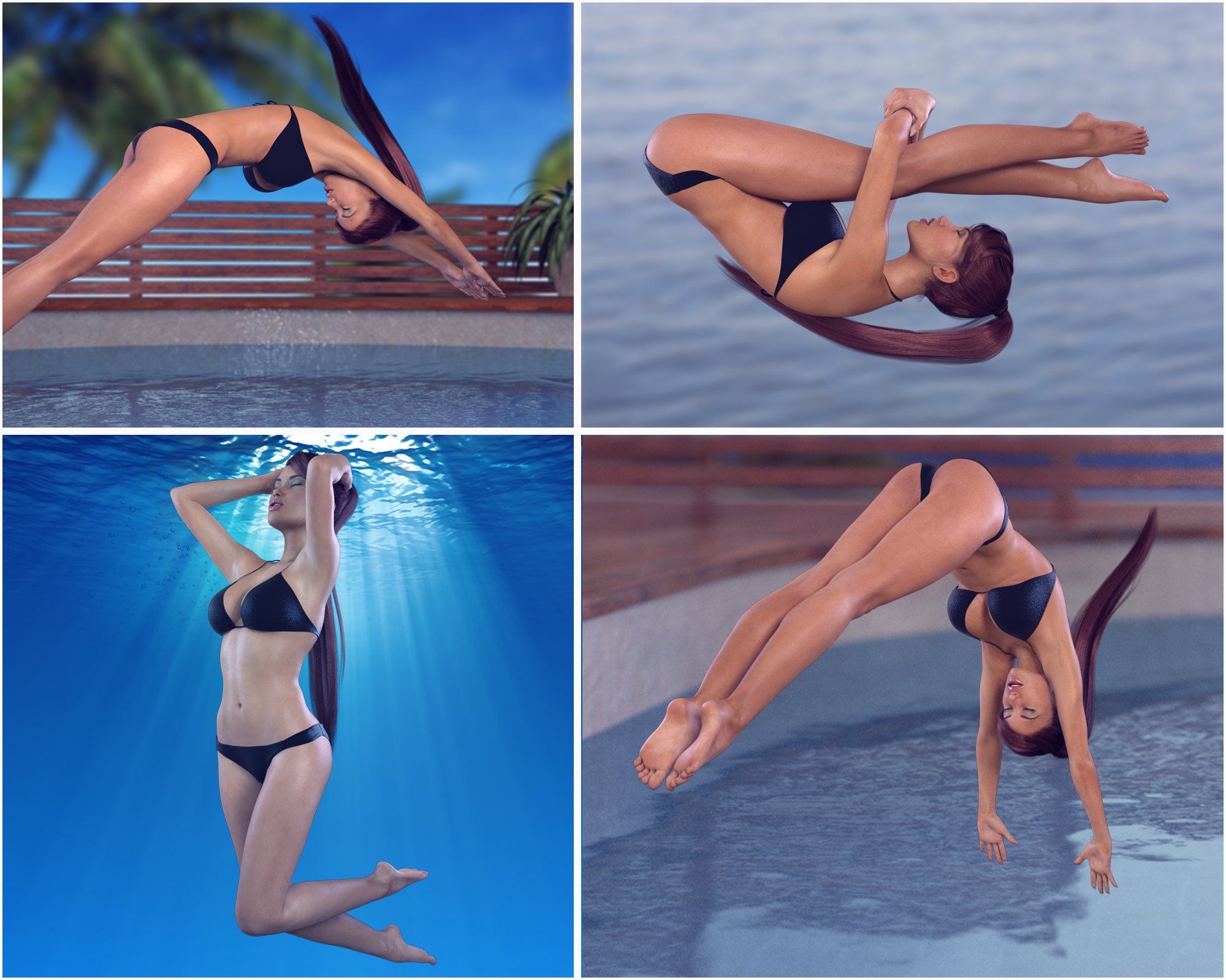 Z Underwater - Swimming Poses for Genesis 3 Female by: Zeddicuss, 3D Models by Daz 3D