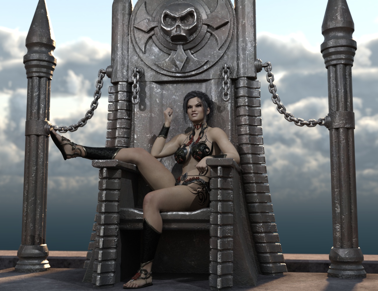 Dark Fantasy Throne and Poses for Genesis 3 Male and Female by: Nightshift3D, 3D Models by Daz 3D