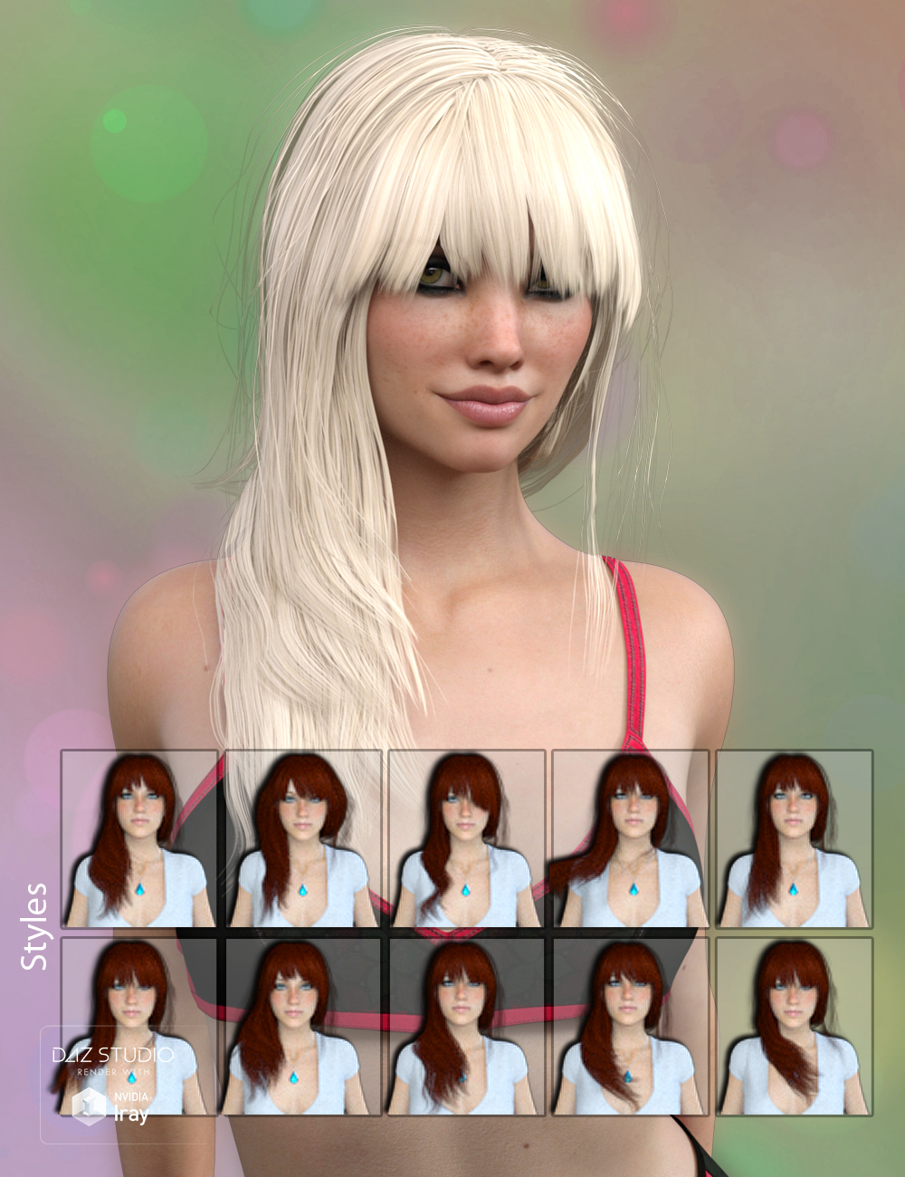 Silvie Hair for Genesis 3 Female(s) by: SWAM, 3D Models by Daz 3D