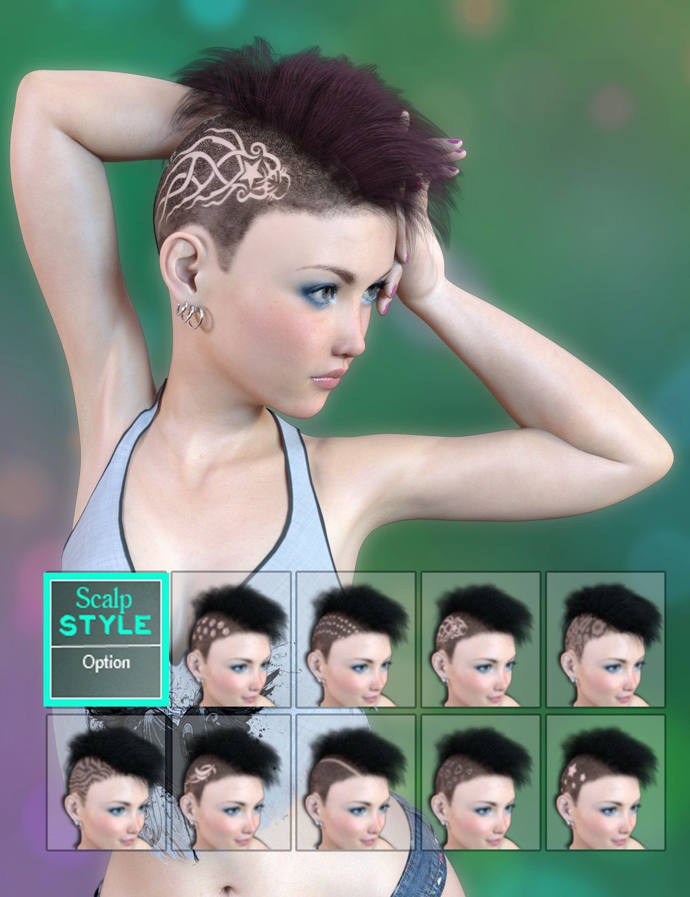 Razor ONE Hair for Genesis 3 Female(s) by: SWAM, 3D Models by Daz 3D