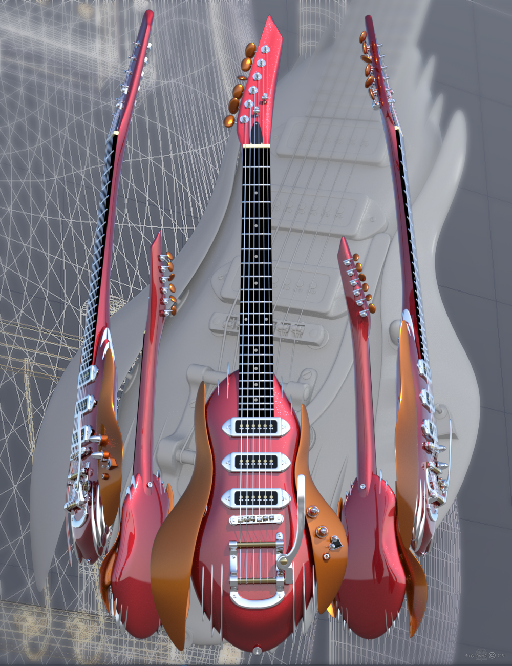 The Stellacaster Guitar and Poses for Genesis 3 by: NaviTd3d, 3D Models by Daz 3D