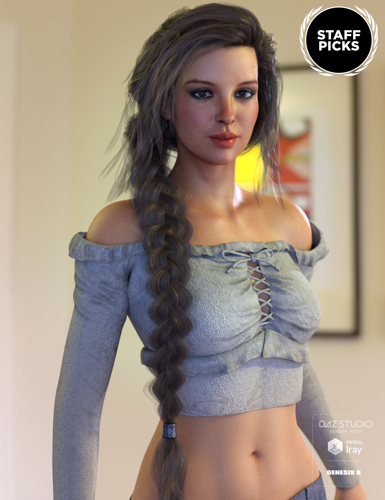 Perrin Hair for Genesis 3 & 8 Female(s) by: AprilYSH, 3D Models by Daz 3D