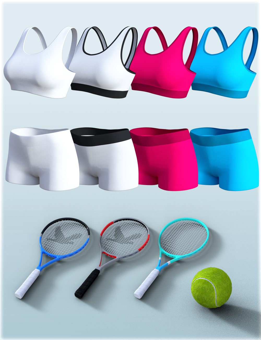 H&C Tennis Wear Set for Genesis 3 Female(s) by: IH Kang, 3D Models by Daz 3D