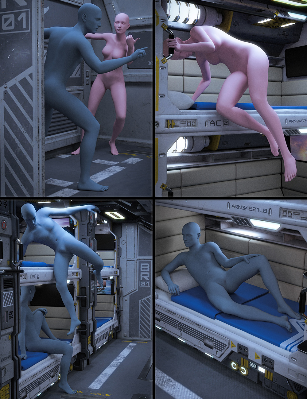 Psi Barracks Poses by: , 3D Models by Daz 3D