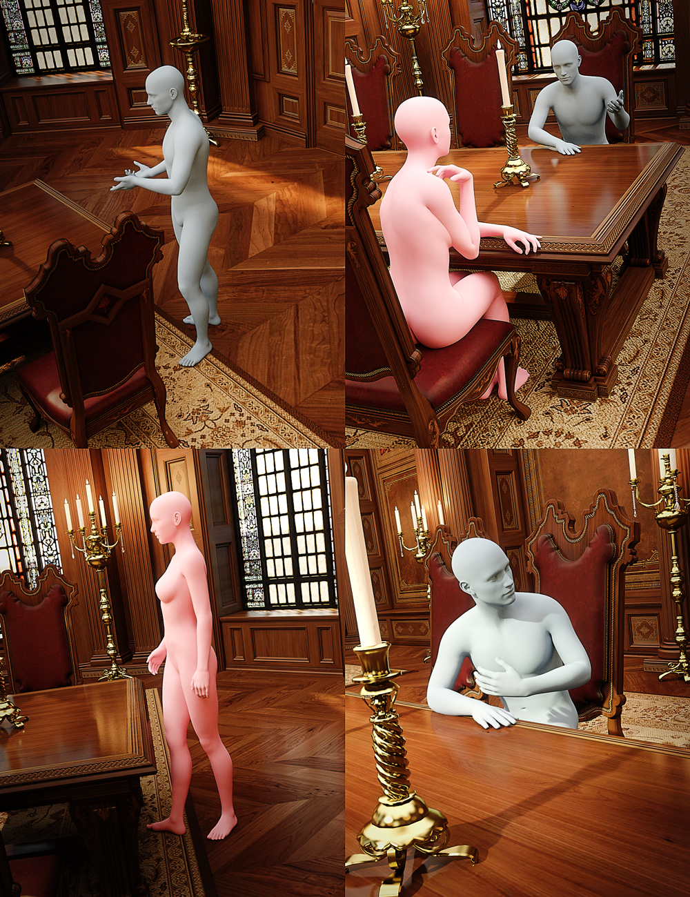 Baroque Grandeur Conversation Poses by: , 3D Models by Daz 3D