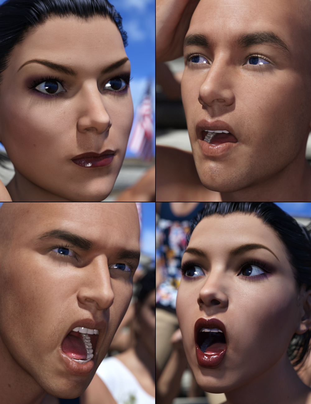 Crowd Reaction Expressions Crowd Reaction Expressions by: Predatron, 3D Models by Daz 3D