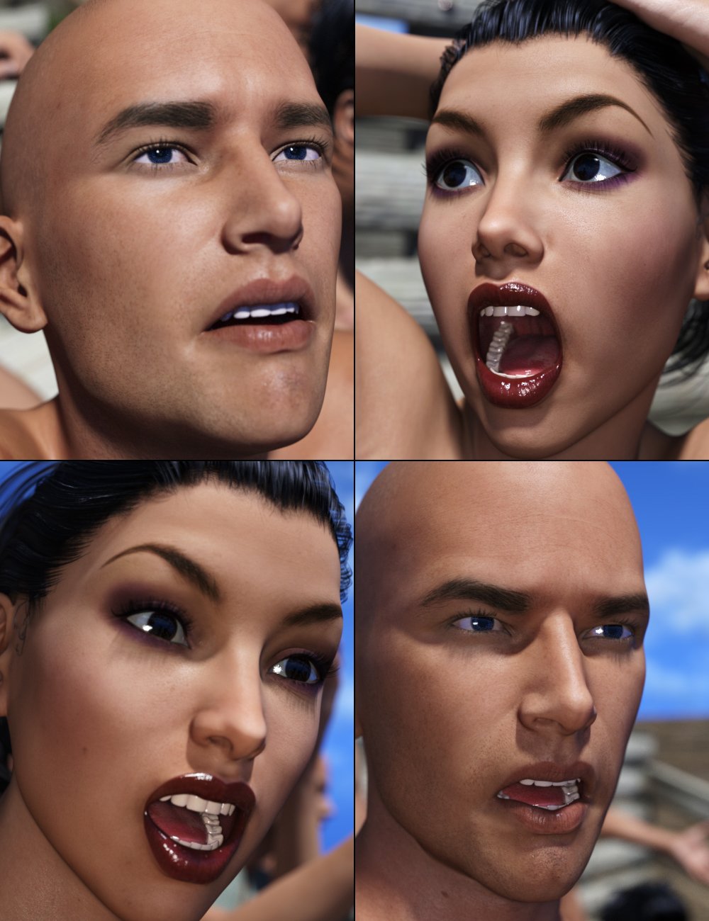 Crowd Reaction Expressions by: Predatron, 3D Models by Daz 3D