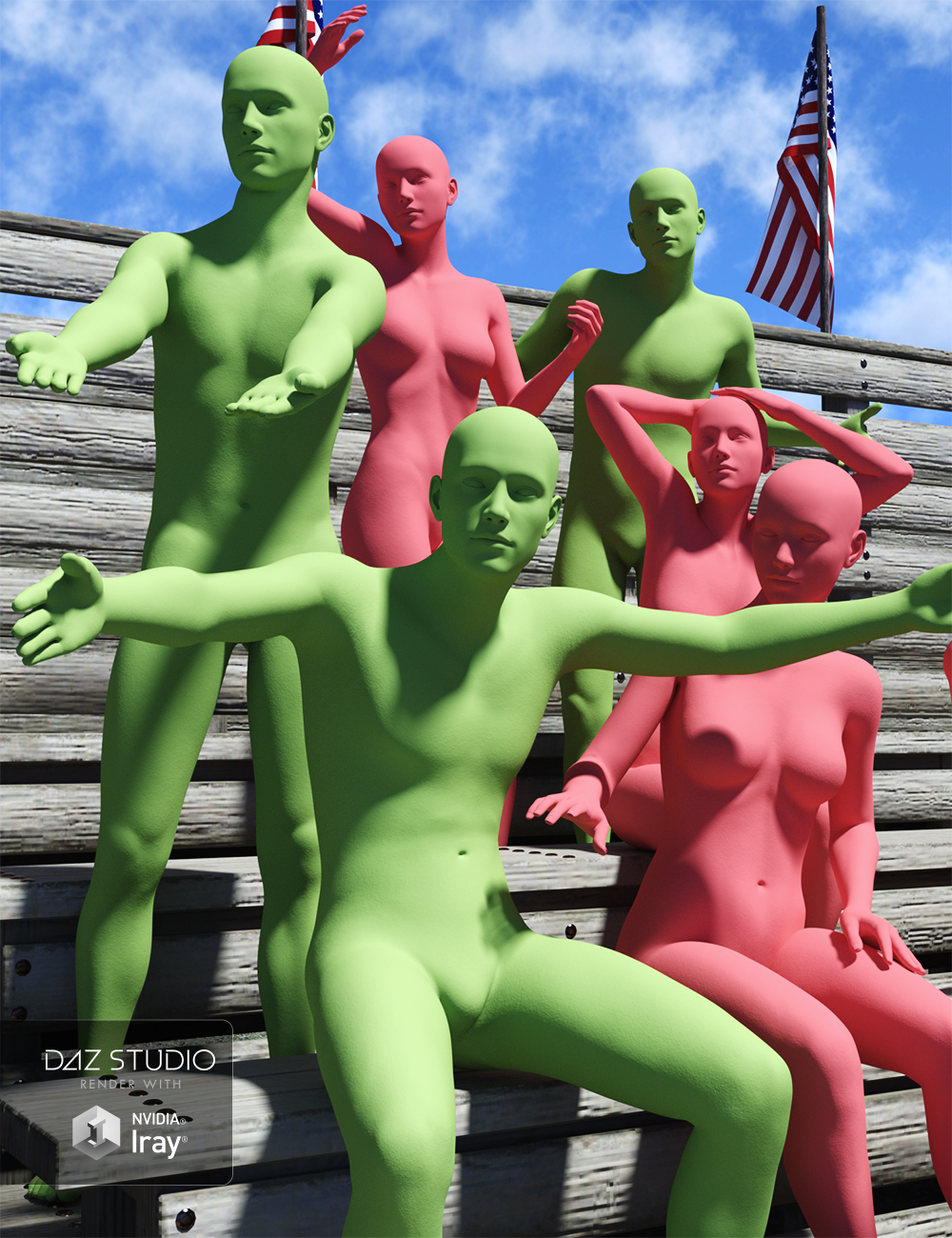 Crowd Reaction Poses by: Predatron, 3D Models by Daz 3D