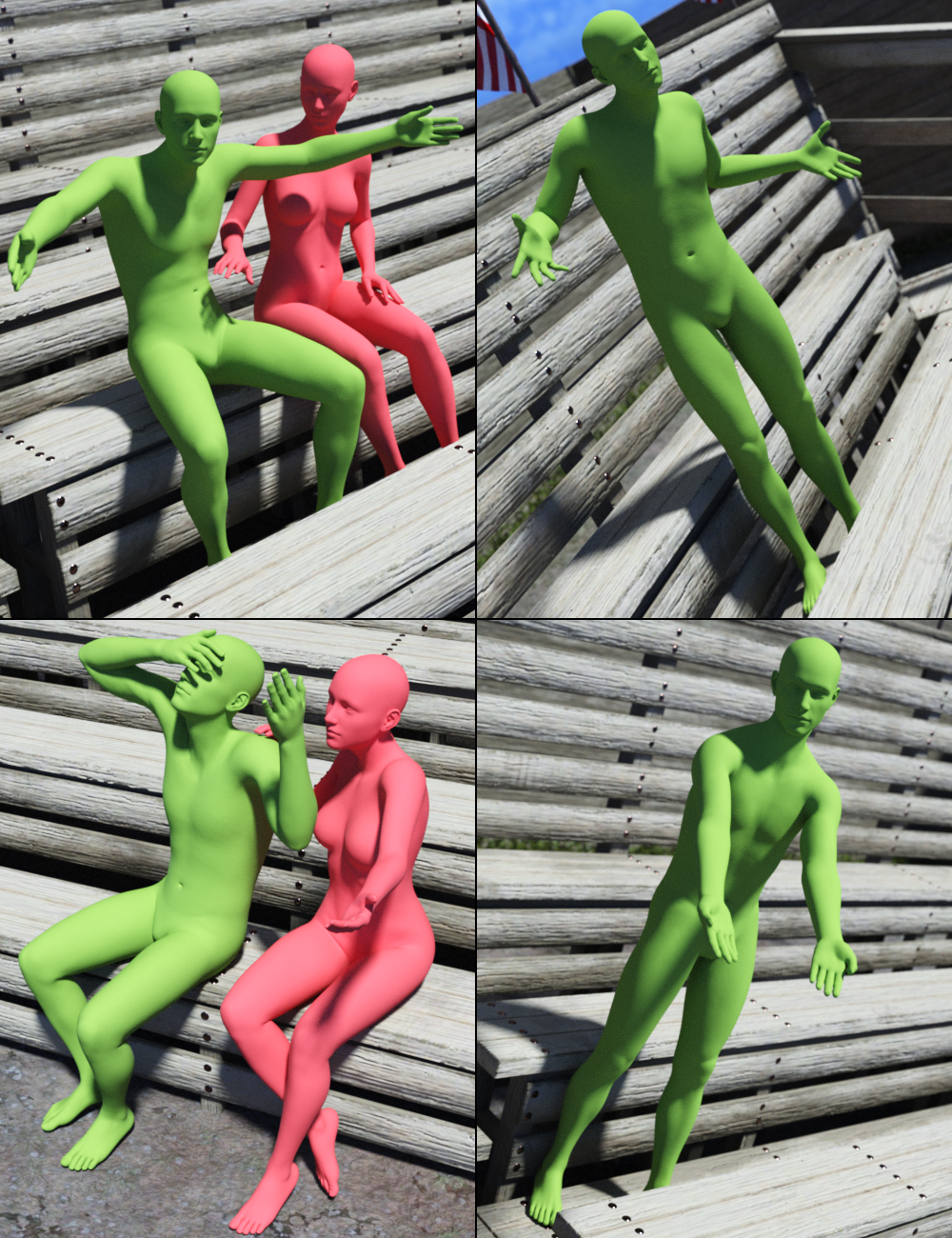Crowd Reaction Poses by: Predatron, 3D Models by Daz 3D