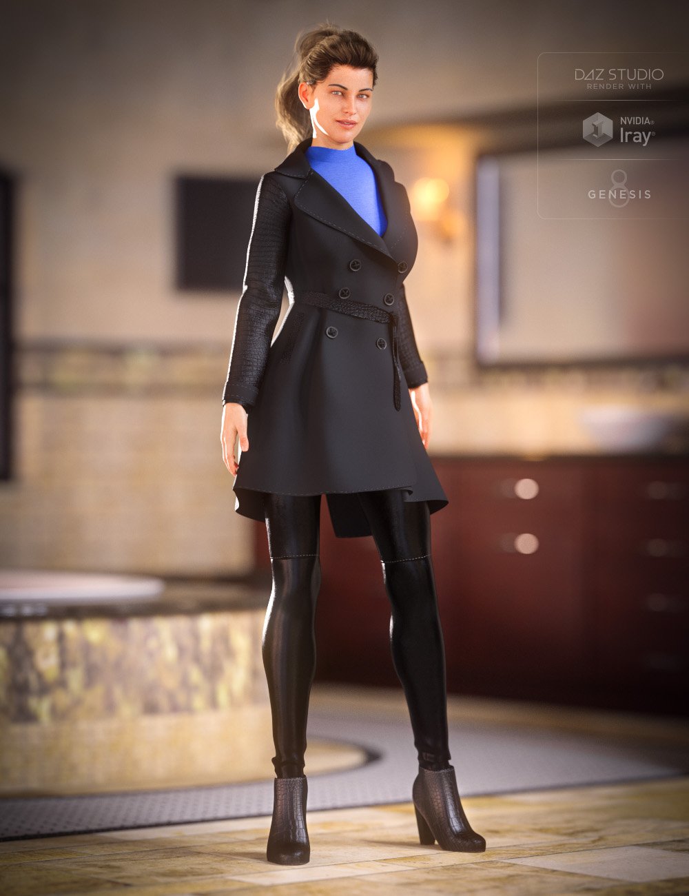 Trench Coat Outfit for Genesis 8 Female(s) by: NikisatezAnna Benjamin, 3D Models by Daz 3D