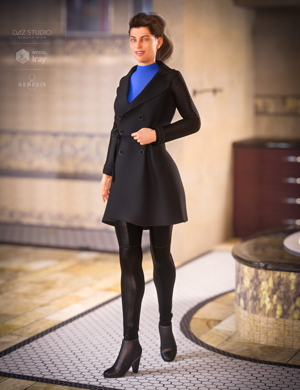 Trench Coat Outfit for Genesis 8 Female(s) by: NikisatezAnna Benjamin, 3D Models by Daz 3D