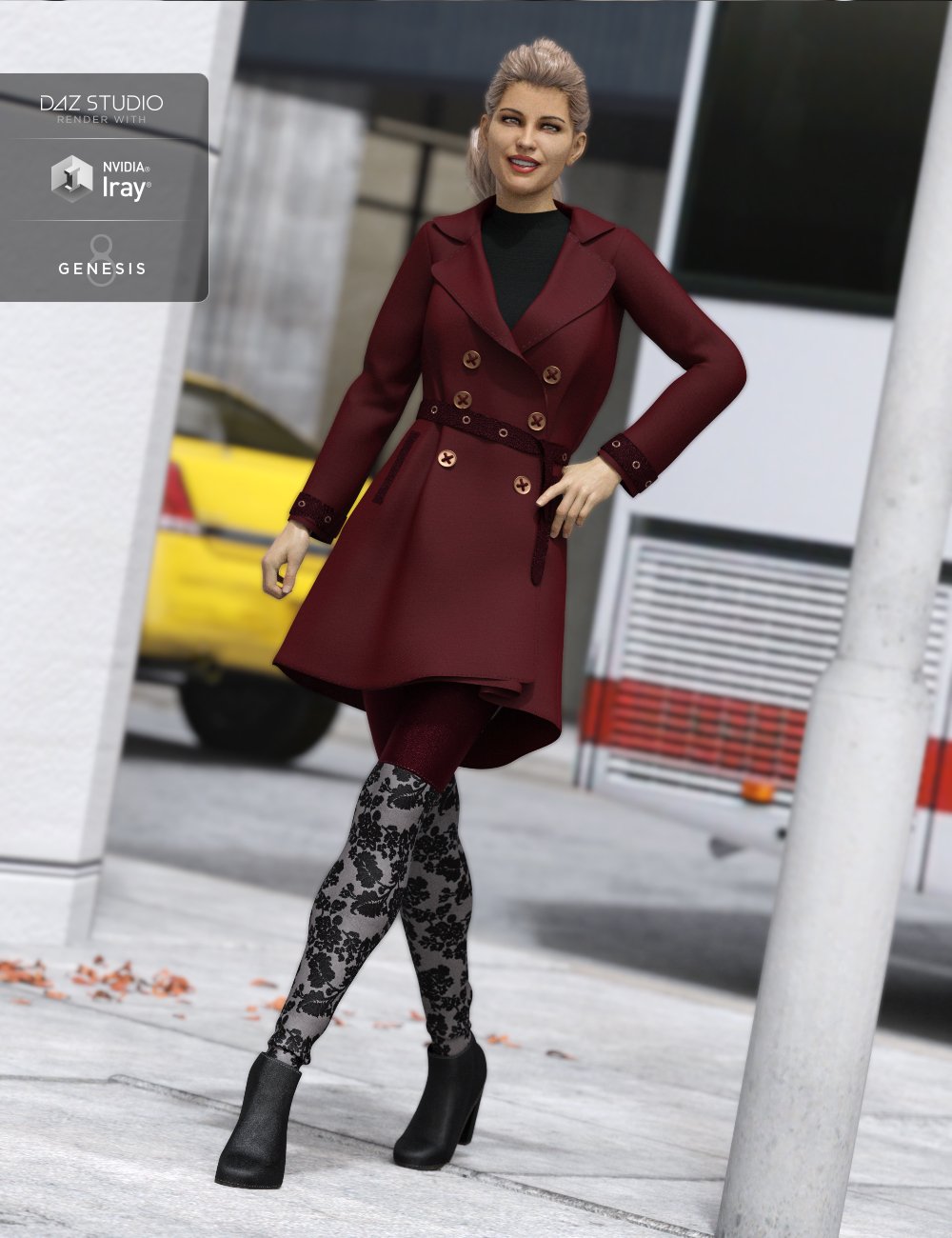 Trench Coat Outfit Textures by: Anna Benjamin, 3D Models by Daz 3D