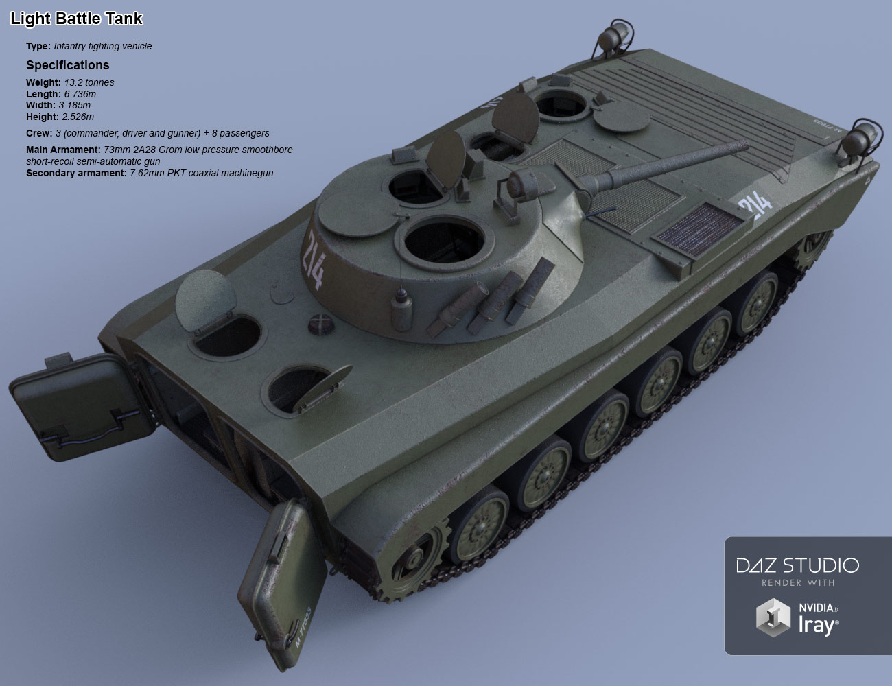 Light Battle Tank Light Battle Tank by: ile-avalon, 3D Models by Daz 3D